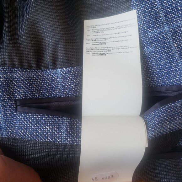 Hugo Boss Genius Blue Plaid Wool Sport Coat Slim Fit size 38R - Picture 14 of 16